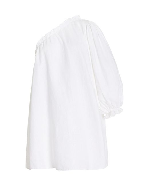 Posse White Exclusive Mila Linen One-shoulder Mini Dress