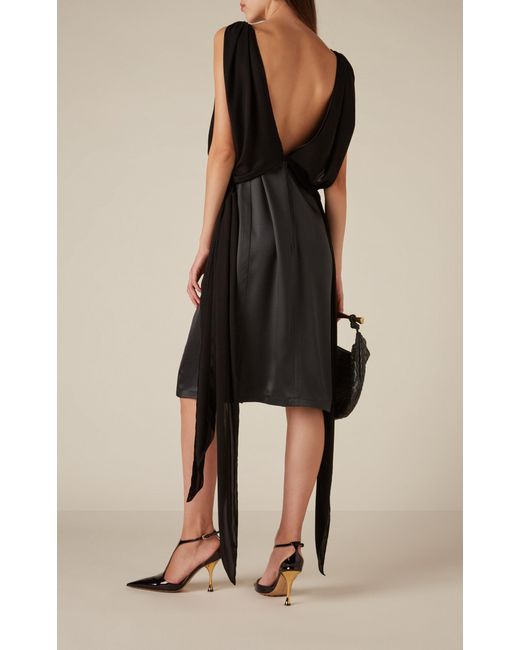 Bottega Veneta Silk Twill Dress in Black | Lyst UK