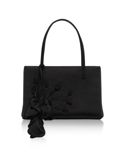 Magda Butrym Black Satin Embroidered Barbara Bag