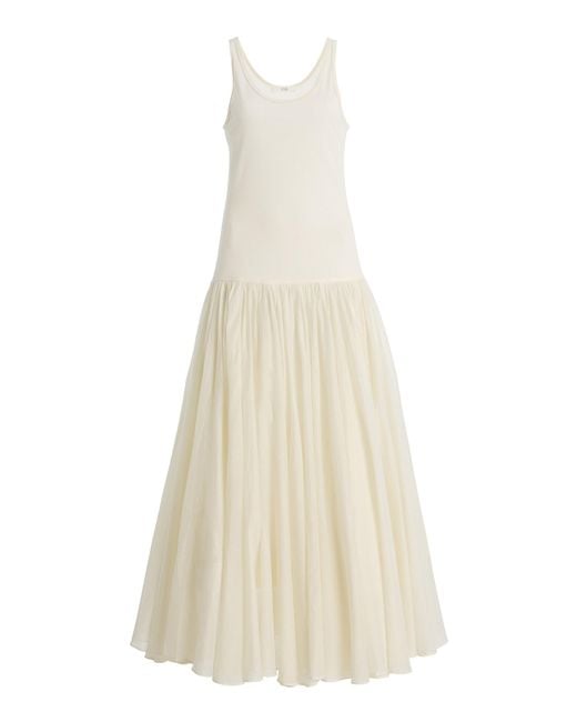 Co. White Tton-Silk Crinoline Maxi Dress