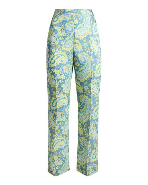 Etro Green Printed Cropped Straight-Leg Pants