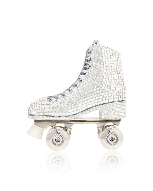 Judith Leiber White Roxie Roller Skate Clutch