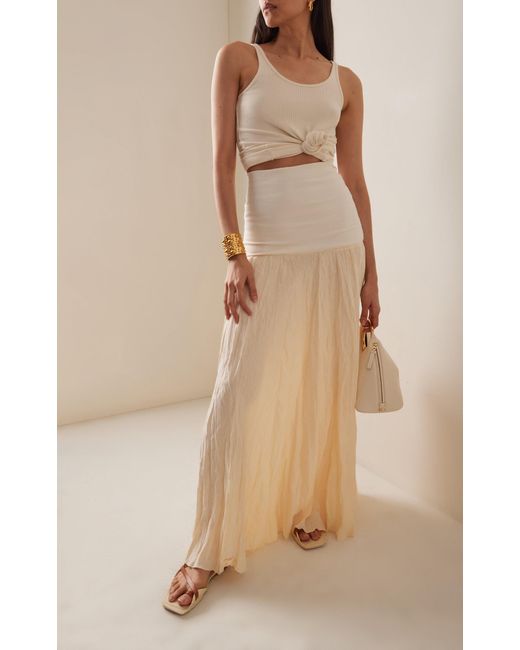 Johanna Ortiz White Light And Sound Convertible Organic Linen Maxi Skirt