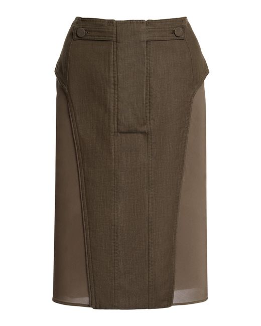 Christopher Esber Brown Cleo Utility Cotton Midi Skirt