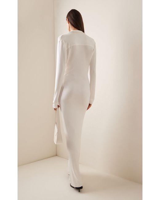TOVE White Iana Jersey Maxi Shirt Dress