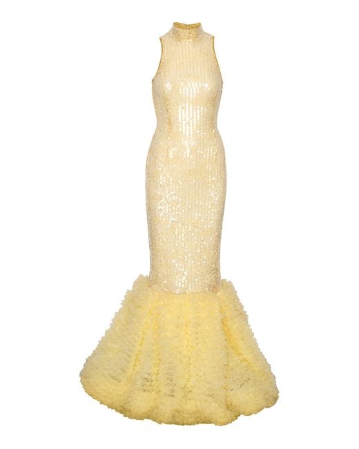 【Rotate】 Sequinedホルターネック maxiドレス Rotate White Sequins Maxi Dress Silver | Contemporary Ready