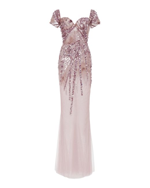 Zuhair Murad Purple Embellished Chiffon Gown