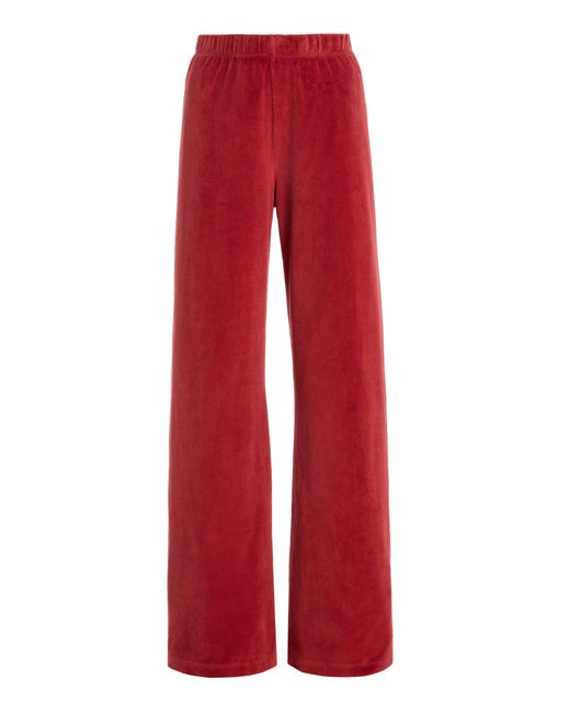 Suzie Kondi Red Zephyra Velour Straight-Leg Pants