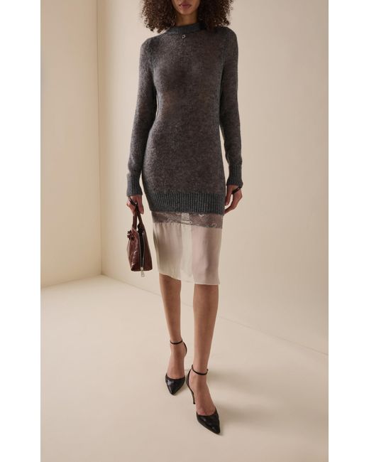 Coperni Gray Layered Wool-Blend Midi Dress