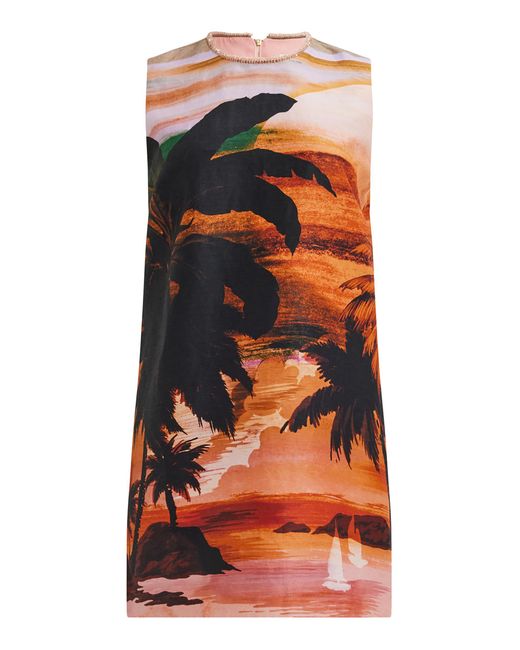 Aje. Orange Asmarina Printed Mini Dress