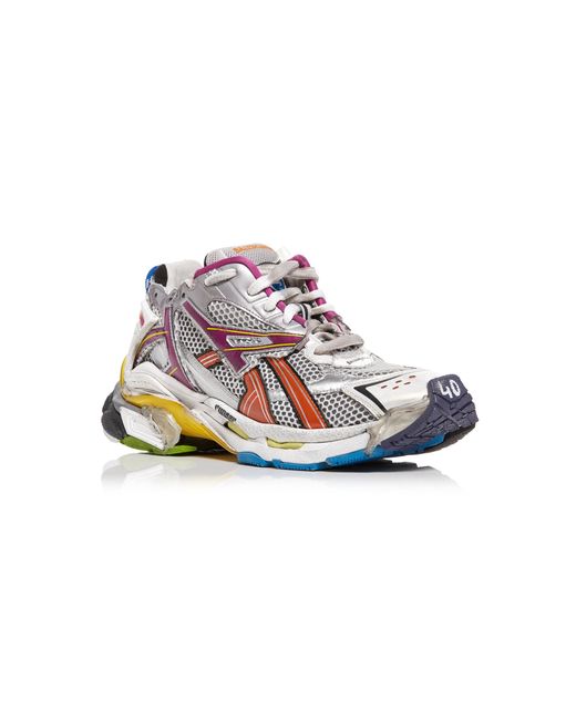 Balenciaga Multicolor Runner Distressed Mesh And Rubber Sneakers