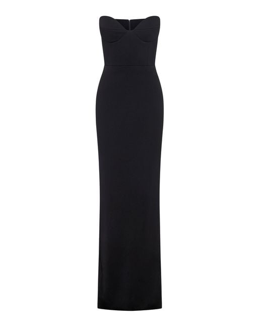 Alex Perry Cordell Bustier Satin Gown in Black | Lyst