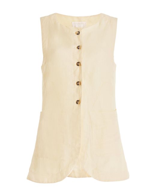 Posse Natural Emma Button-down Linen-blend Vest Top