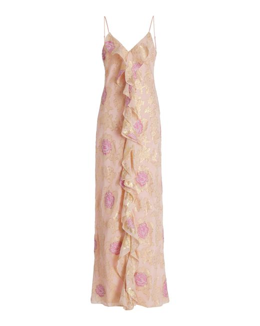LoveShackFancy Natural June Ruffled Silk-blend Maxi Dress
