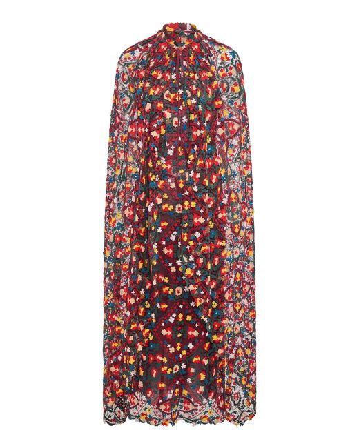 Gabriela Hearst Red Elisabetta Cotton Cape Maxi Dress