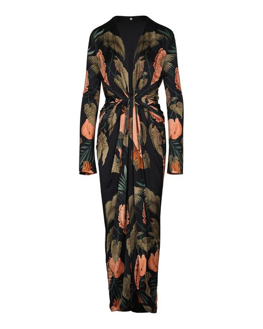 Johanna Ortiz Black Reinvention Oasis Printed Midi Dress