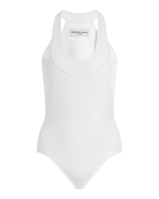 Brandon Maxwell White The Dahlia Knit Bodysuit