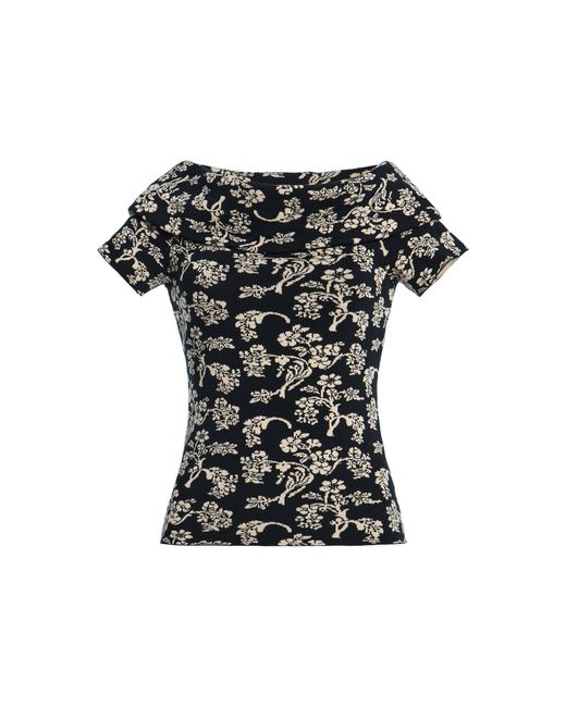 By Malene Birger Black Blair Floral Jacquard Knit Top