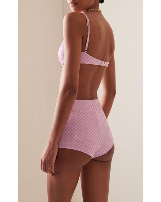 Juillet Pink Exclusive Lulu Gingham Bustier Bikini Top
