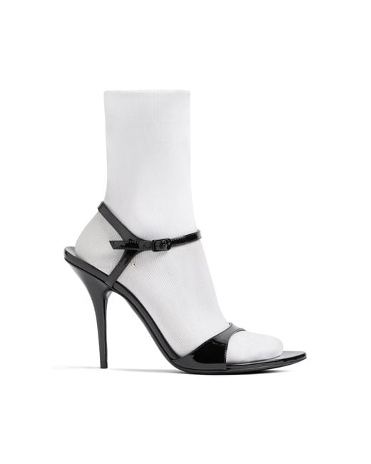Balenciaga White Avenue Patent Leather Sock Pumps