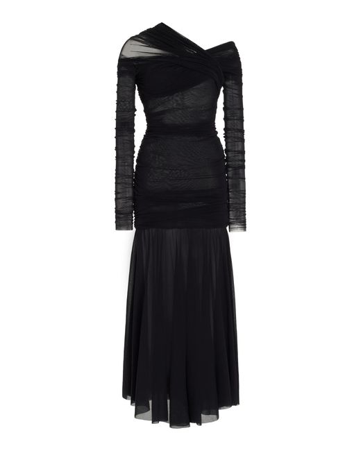 Philosophy Di Lorenzo Serafini Black Convertible Ruched Tulle Midi Dress