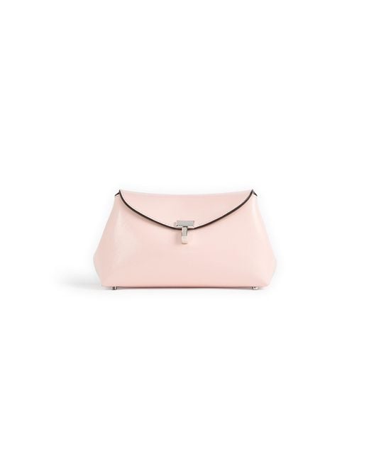 Totême  Pink Mini T-Lock Leather Clutch