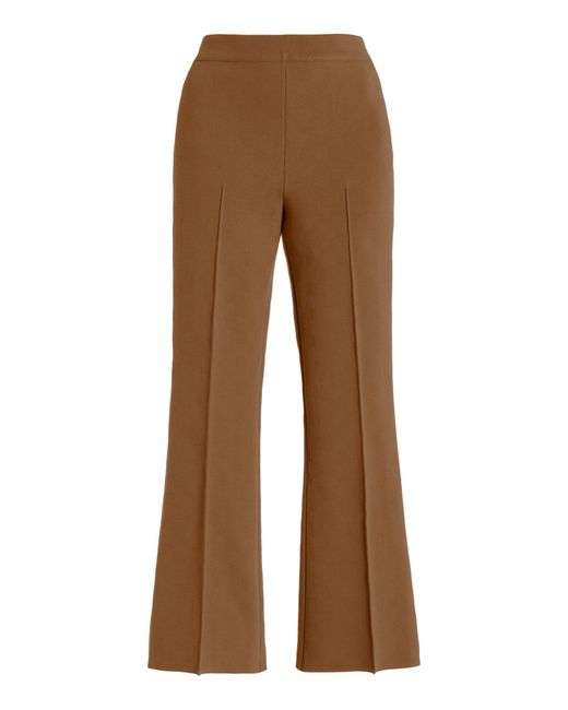 High Sport Brown Exclusive Kick Stretch-cotton Knit Cropped Flared Pants