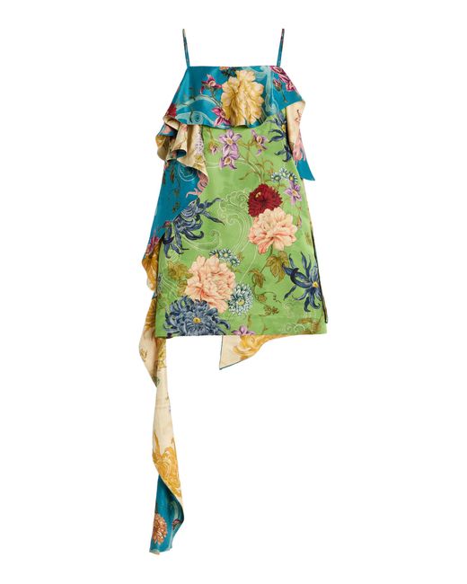 ALÉMAIS Women's Green Avery Spliced Satin Mini Dress