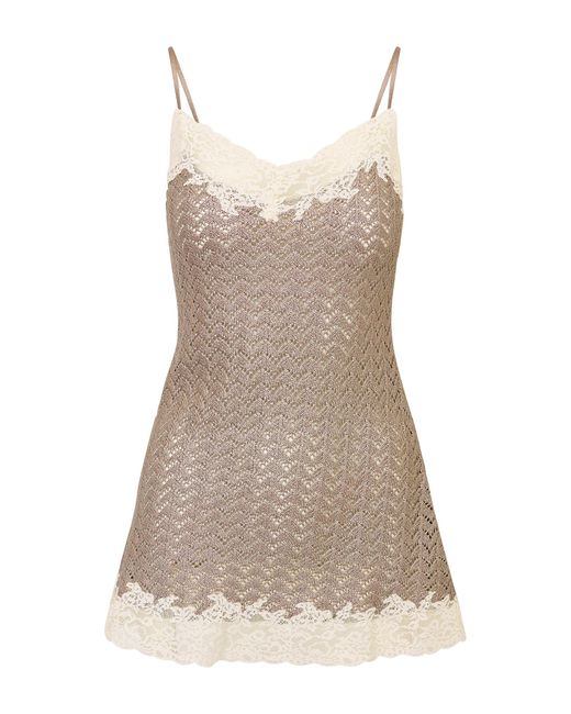 LoveShackFancy Natural Evara Pointelle-Knit Cotton Mini Dress