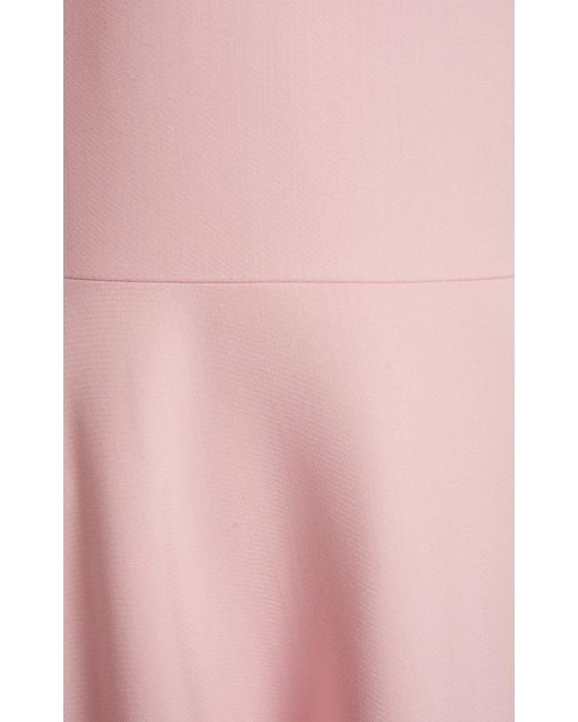 Valentino Garavani Pink Floral-embroidered Wool-blend Midi Dress
