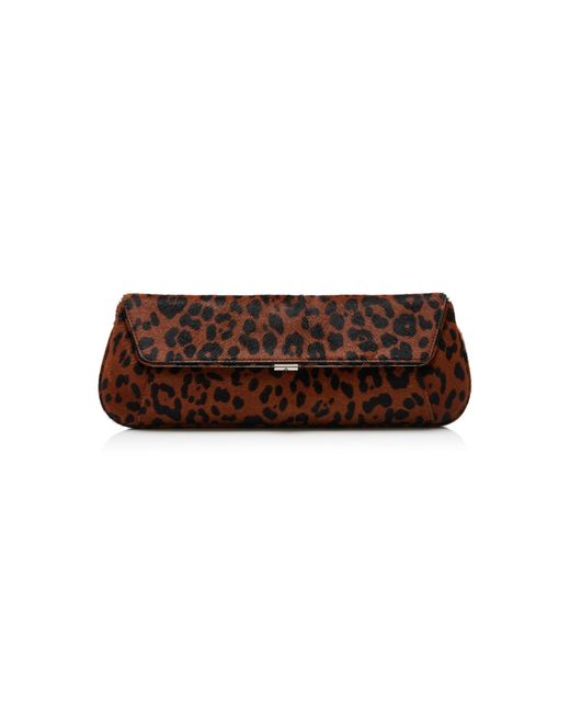 AMINA MUADDI Brown Ami Leopard Pony Hair Clutch
