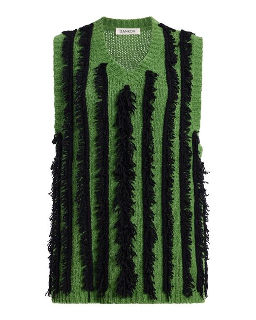 Zankov Green Lorna Embroidered Cotton-Blend Vest