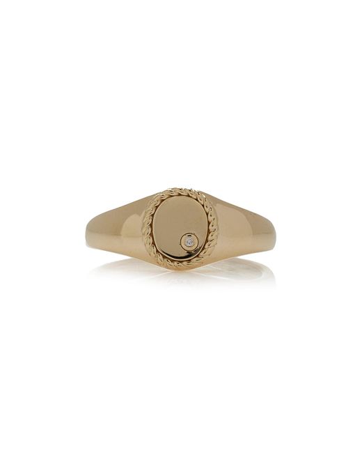 Yvonne Léon 9k Yellow Gold Signet Diamond Ring