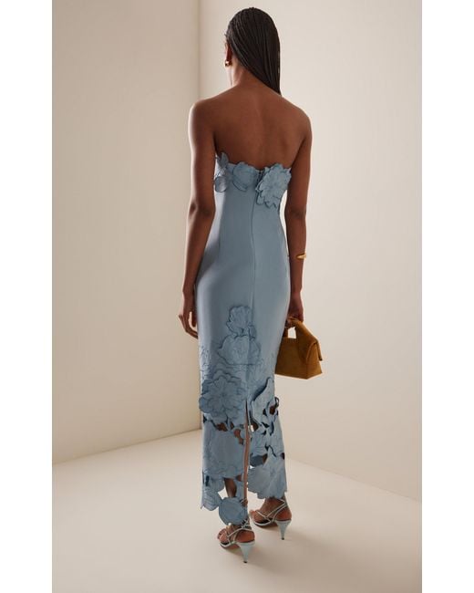 LEO LIN Exclusive Rayna Floral-Appliqud Cutout Crepe Maxi Dress in Blue |  Lyst Canada