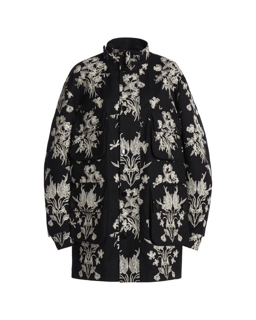 Giambattista Valli Black Embroidered Gabardine Parka