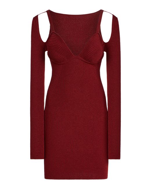 Nensi Dojaka Red Ribbed-Knit Mini Dress