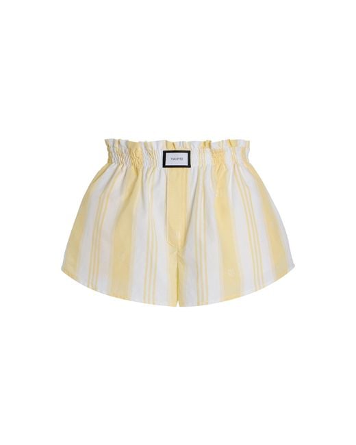 YAITTE Natural Palma Jacquard-Striped Cotton Shorts