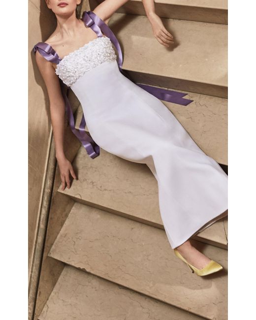 Carolina Herrera White Hyacinth Column Dress