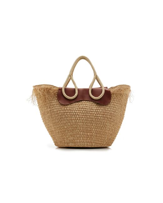 Johanna Ortiz Natural Leather-trimmed Palm Tote Bag