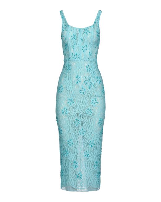 Francesca Miranda Blue Stellar Cotton-Lace Midi Dress