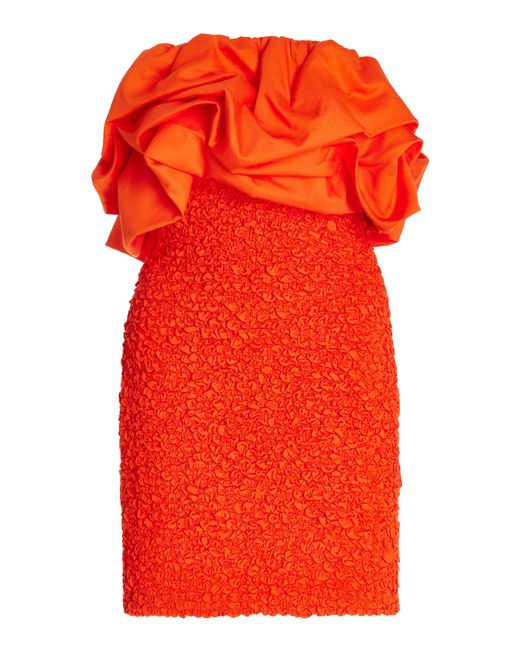 Mara Hoffman Red Kenza Ruffled Smocked Mini Dress
