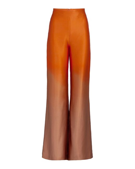 Silvia Tcherassi Orange Andie Silk Straight Leg Pants