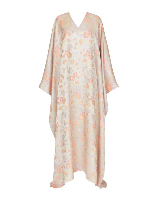 Dima Ayad Natural Floral-Print Maxi Kaftan
