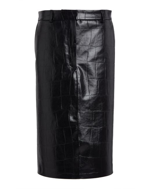 Stella McCartney Black Croco Pencil Skirt