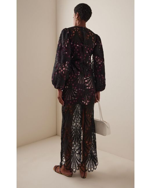 Busayo Black Monife Openwork Cotton Maxi Dress