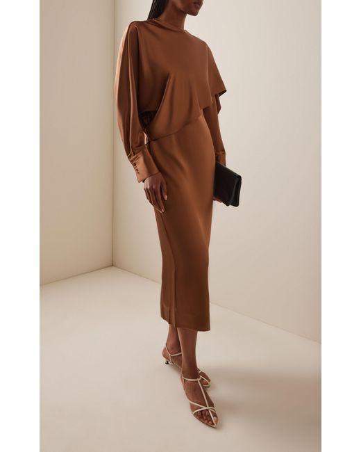 Heirlome Brown Exclusive Carmen Silk Maxi Cape Dress for men