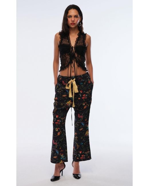 Siedres Black Laria Tie-Detailed Lace Top