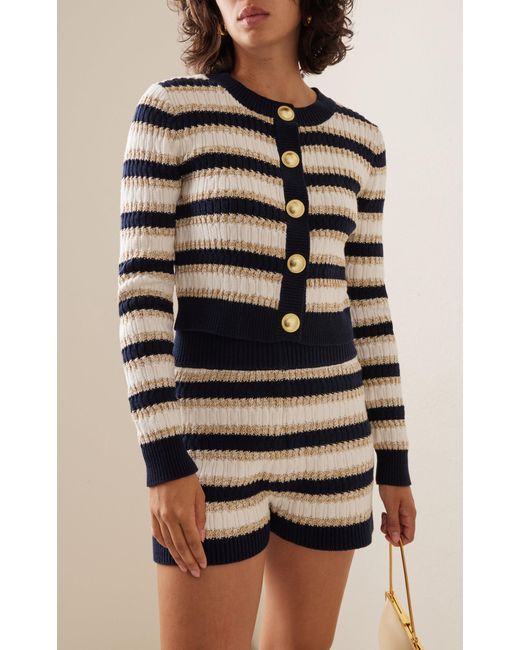 Cara Cara Black Bettina Striped Metallic-cotton Knit Cardigan