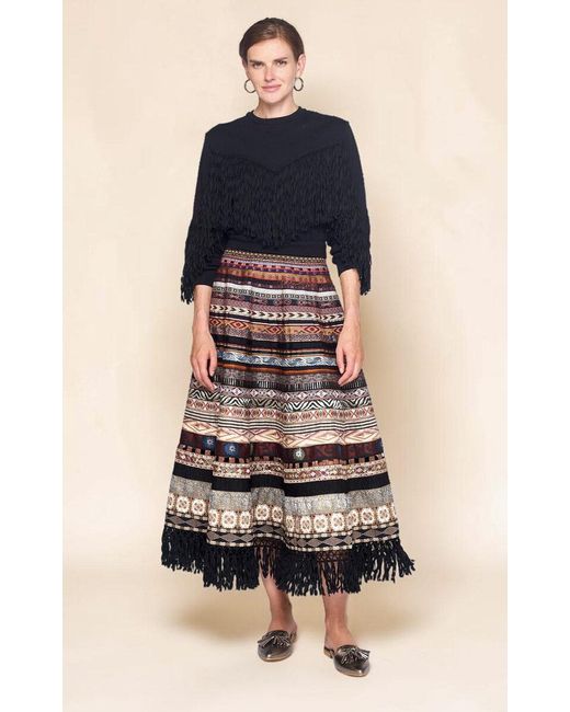 Lena Hoschek Blue Opulence Ribbon Cotton-Blend Maxi Skirt