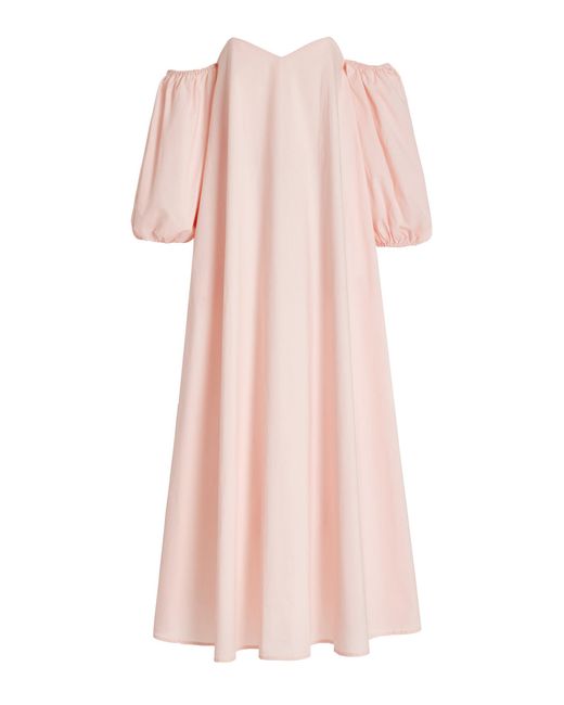 Bird & Knoll Cruz Cotton Poplin Maxi Dress in Pink | Lyst